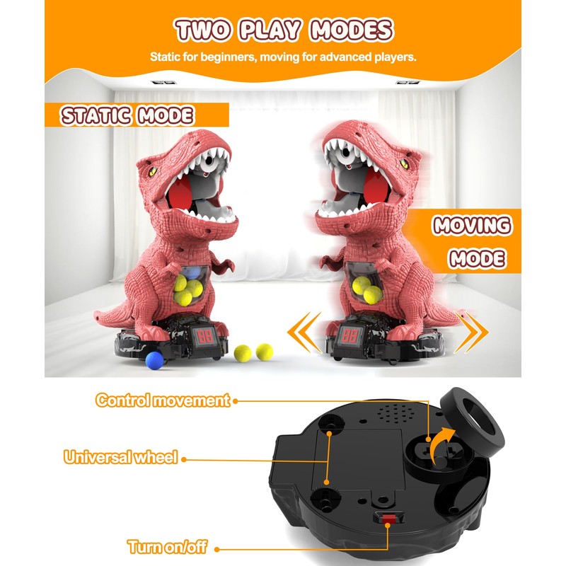 Protado Dinosaur Shooting Toy for Boys Girls, Movable Target Shooting