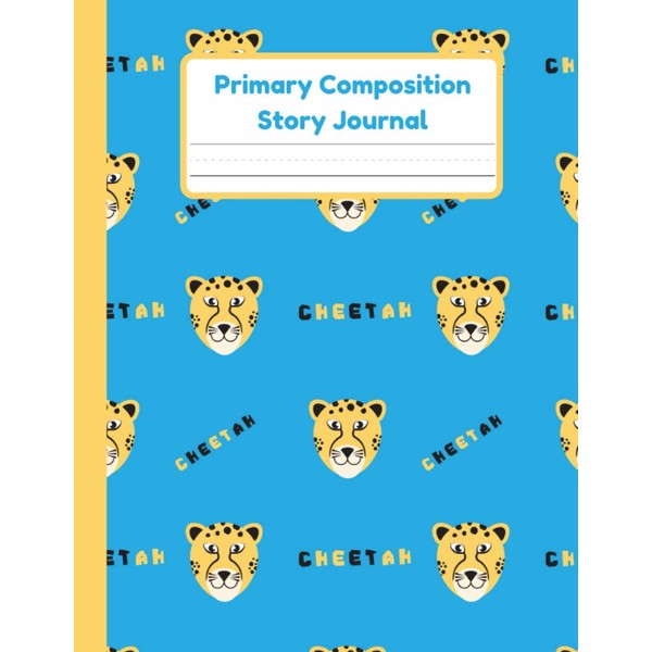 Primary Composition Story Journal: Cheetah Notebook | Dotted Mid Line