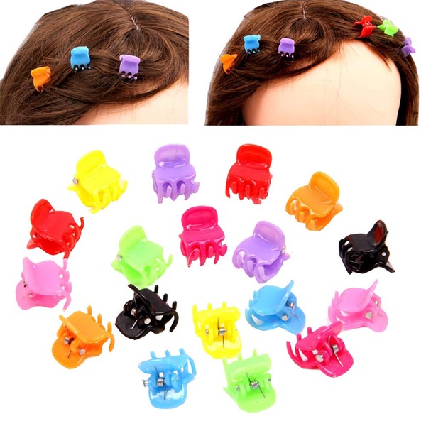 GSHLLO 50 PCS Plastic Colored Mini Hair Clips Claw Clips Hair Jaw Clips Hair Clamps for Girls