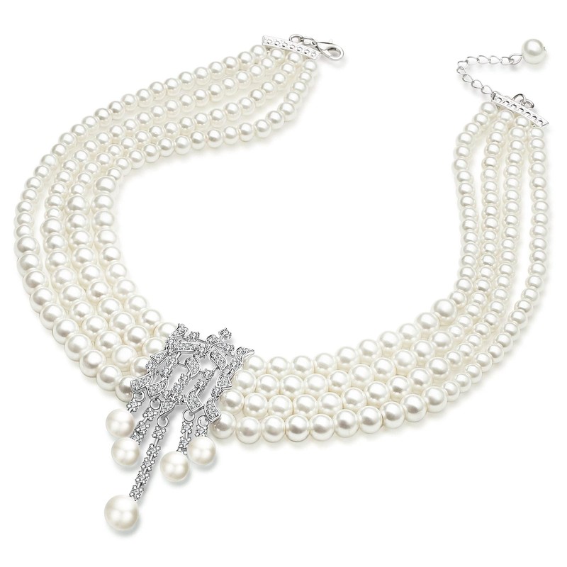 BABEYOND - Collar de perlas Gatsby de los años 20,
