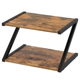 YATINEY Desktop Printer Stand, 2-Tier Printer Table with Storage Shelf, Under Desk Printer Stand for Office, Open Organizer Shelf, Easy Assembly, Rustic Brown PS02BR