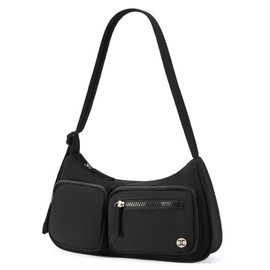 Telena Nylon Shoulder Bag for Women Y2K Trendy Purse Crescent Bag Cute Handbag Black