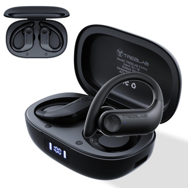 TREBLAB X3 Pro - Workout True Wireless Earbuds, Comfortable Earhooks,