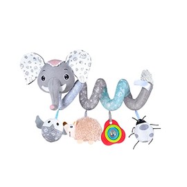 Jollybaby Baby Car Seat Stroller Toys, Plush Activity Hanging Spiral Activity Pram Crib with Music Box, Rattles, Squeaker for Babies Infant Boys Girls (SZ Gray Elephant)