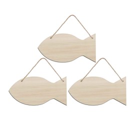 Creaides Fish Wood DIY Crafts Cutouts Wooden Fish Shaped Hanging Ornaments Unfinished Wood Signs with Twines for Wedding Birthday Christmas Party Decoration (7.9x3.8x0.2 in, 3 Pcs)