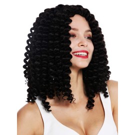 WIG ME UP - ZM-1610-4 Women's Wig Shoulder Length Voluminous Afro Curls Corkscrew Curls Middle Parting Dark Brown