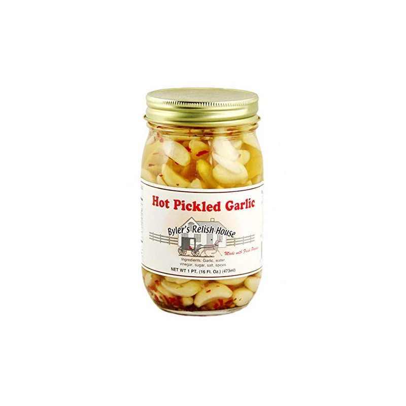 Byler's Relish House Homemade Amish Country Hot Pickled Garlic 16