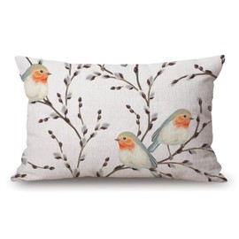 Solekla Throw Pillow Cover Adorable Bird Decorative Pillow Case Home Decor 20x12 Inches Pillowcase