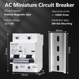 KERWINN AC Circuit Breaker 120V/240V Miniature Circuit Breaker 2Pole 125Amp Smart Circuit Breaker DIN Rail Mount for AC Solar Disconnect Switch
