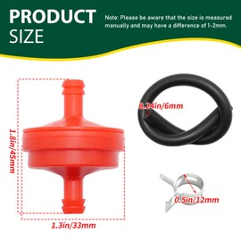 MospdyGear 8Pcs 298090 Red Fuel Filter with 2 Fuel Hose and 16 Clamps, Replacement for BS 298090 4105 298090S 5018B 5018H 5018K, Replaces 394358S 5098K AM38708