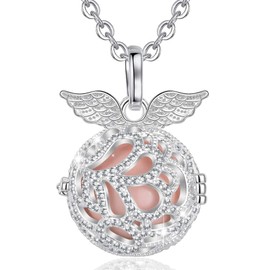 AEONSLOVE Bola Harmony Ball Chain Pregnancy, Angel Caller Necklace Angel Wings Pendant Long Chains Jewellery Gift Birthday Gift for Women Women Pregnant Woman Mother, Copper