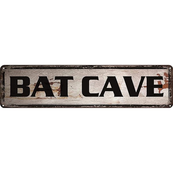 KIOZIY Bat Cave Tin Signs Home Decoration Sign Street Sign Art Wall Metal Sign 4x16 inch