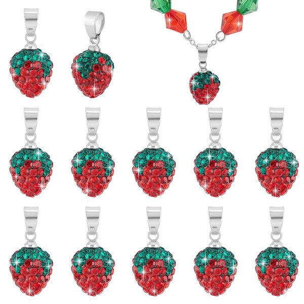PH PandaHall Strawberry Rhinestone Beads 15 mm Red Strawberry Clay