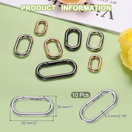 sourcing map 10 Pcs Spring O Rings Oval Metal Clips 1 Inch Spring Key Ring Buckle Clasps Connector Accessories for Bags Handbags Luggage Purse Hardware Keychain DIY Crafts, Silver