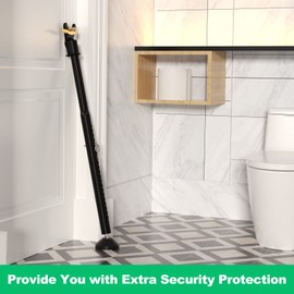 Sliding Glass Door Lock & Door Stoppers Security Bar Keep Your Home Security, Adjustable Jammer with Interchangeable Caps & Rubber Tips, Ideal for Home, Apartment and Travel Protection,Black 1Pack