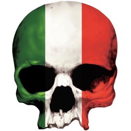 Generic Skull Italian Flag Bumper Sticker, Multicolor, Italian Style, Die-cut, Waterproof, Outdoor Use, 4 in. x 3.5 in., 1 Count