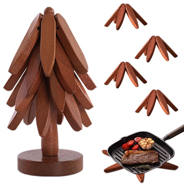 Wooden Trivets for Hot Dishes - Wooden Tree Trivet Set,