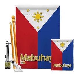 Breeze Decor FK108097-BO Philippines World Nationality Decorative Vertical Kit, House & Garden Flags Set w/Flagpole, Multi-Color