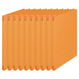 Plus #021S 79-430 Reinforced Back Flat File, A4 Vertical, 2 Holes, 10 Pieces, Orange