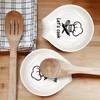 YTNONT Ceramic Patterned Fork Spoon Rest with Message Let's Cook,