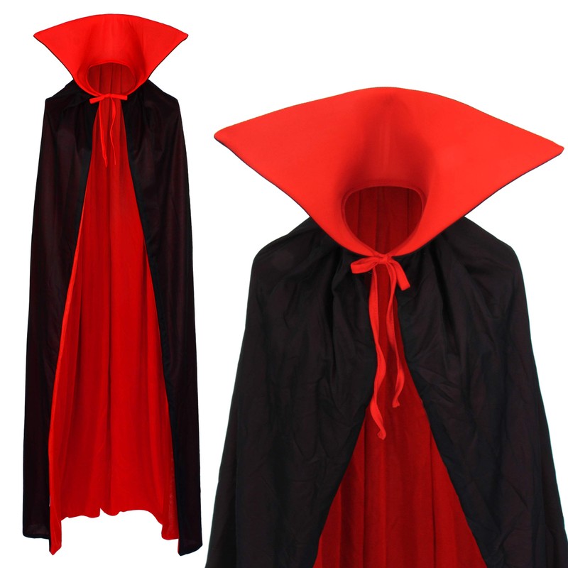 papapanda Vampire Cloak Stand Collar Cape Black Red 130cm for