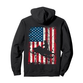 Distressed American Flag Snowmobiling Sled Snowmobile Rider Pullover Hoodie