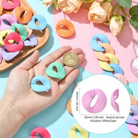 KitBeads 100Pcs 10 Colors Acrylic Linking Rings Colorful Oval Quick Link Connectors Open C-Clip Hooks for Necklace Eyeglass Purse Phone Chain