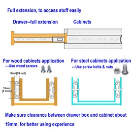 Heavy Duty Drawer Slides 40 Inch 1 Pair Slide Glides, Full Extension Ball Bearing Drawer Rails, 260 Lbs Load Capacity for Truck Bed Industrial & Commercial Cabinets Tool Chests Tool Boxes RV Drawers