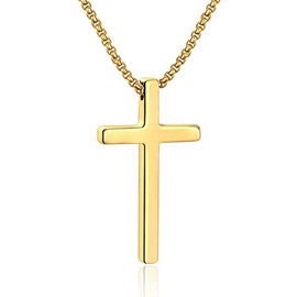 M MOOHAM M MOOHAM Dainty Gold Cross Necklaces for Men Pendant Chain 18 Inch Gold, Fathers Day Christian Gifts for Men Dad Husband Grandpa