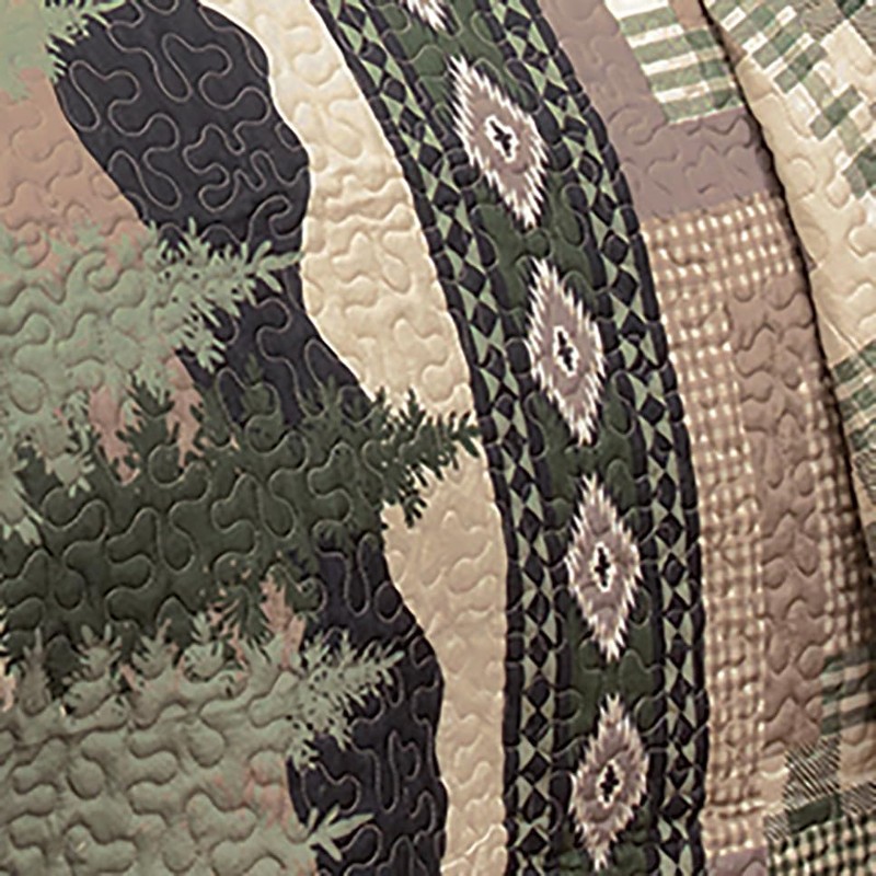 Black Forest Décor Black Bear Log Cabin Quilt Bed Set