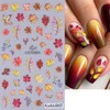 3 Sheets Embossed Maple Leaf Nail Stickers Autumn Fruit Nail