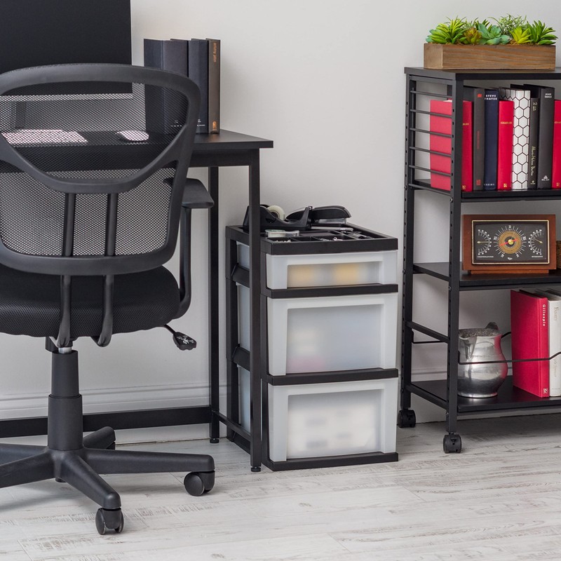 IRIS USA Plastic Drawer Storage Organizer Rolling Cart, 3-Drawers, for