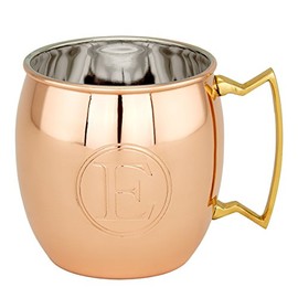 Old Dutch Solid Copper Moscow Mule Mug, Monogram E, 16 oz, Copper