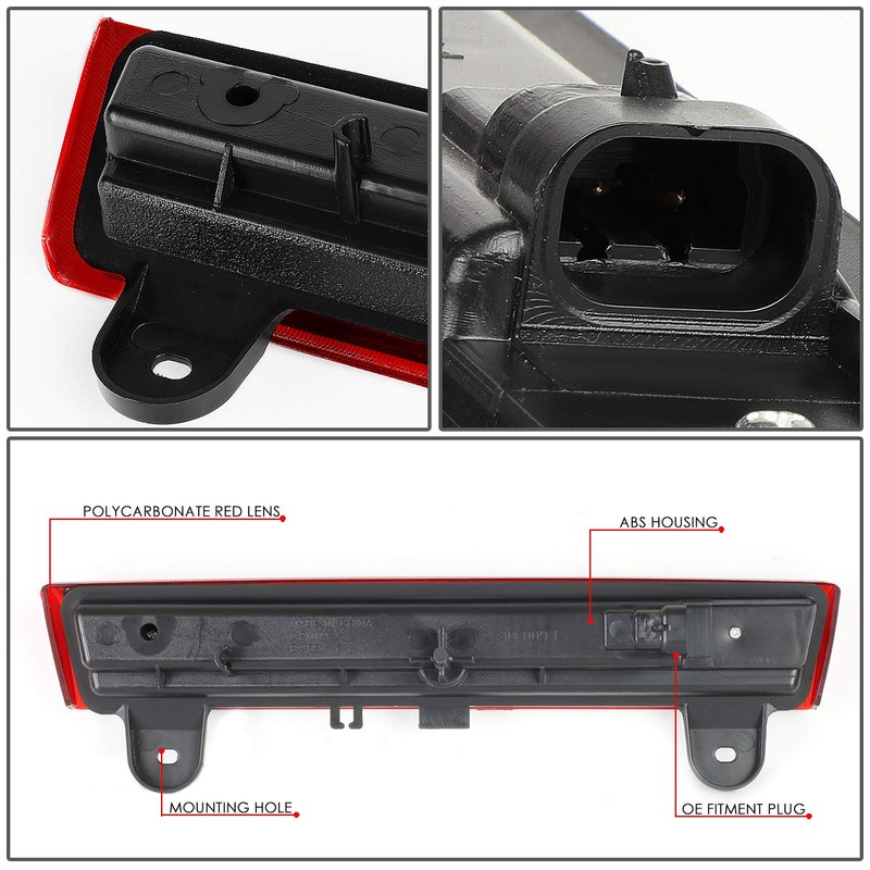 DNA Motoring 3BL-GMCD00-3D-LED-RD - Luz de freno trasera central de