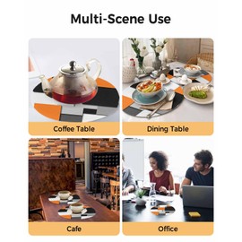 Round Braided Placemats Set of 2 Orange Gray Black Abstract Patchwork Heat Round Placemats for Dining Tables Kitchen Decoration 15 inch Washable Round Table Mats