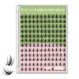 KEYYOU Fairy Lash Clusters 144Pcs D Curl Manga Lash Extension Eyelash Extension Wispy Natural Invisible Band Lash with Waterproof DIY Lash Extension at Home(Fairy-D-10MM)