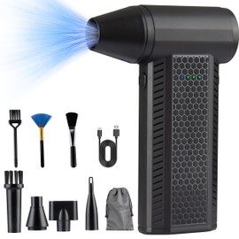 Electric Air Duster Mini Blower, 130000RPM Brushless Motor 4-Gear Rechargeable Compressed Air Duster, PC Computer Cleaner Keyboard Electronics Car Dust Blower for Home Office, Black