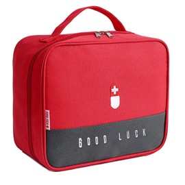 SuQurtom Medication Bag, Large Waterproof Emergency Bag for Medication, Medical Storage Bag with Large Capacity for Home, Office & Travel (Red)