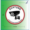 Pack of 10 Stickers Video Surveillance Sign Diameter 14 cm
