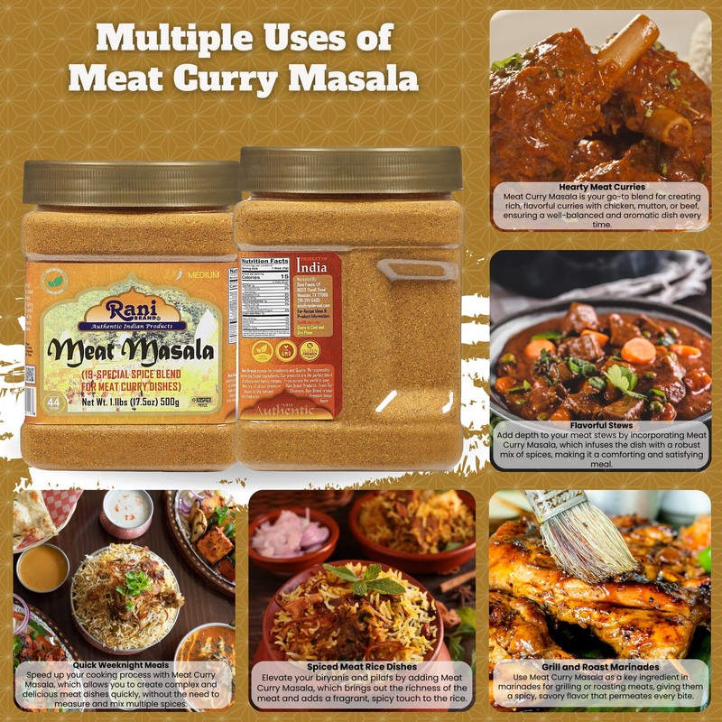 Rani Meat Curry Masala 21-Spice Blend 17.5oz (1.1lbs) 500g PET
