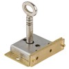 Small Brass Half Mortise Chest or Box Lock w/Skeleton Key