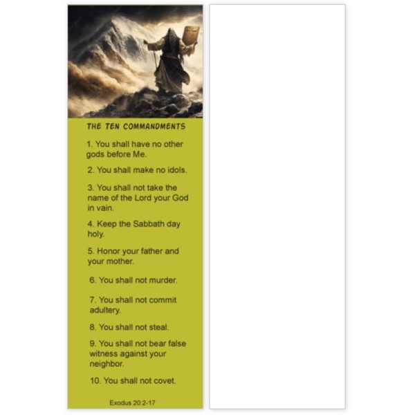 The Ten Commandments Religious Bookmarks Moses On Mount Sinai Vacation