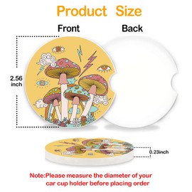 Car Coasters for Drinks Cup Holders Absorbent,4 Packs Ceramic Car Cup Holder Coaster,Cute Car Accessories for Women,Stone Car Coasters with Finger Notch and Easy Clean(Mushroom)…