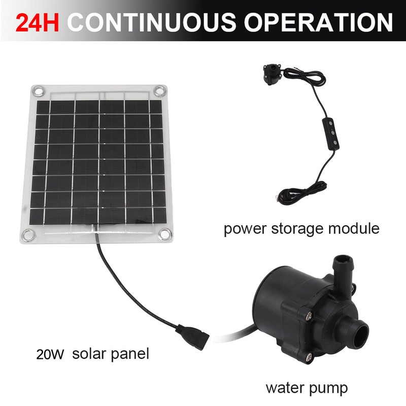 Solar, 20W 16.4ft Water Lift Adjustable Water Volume Solar Water
