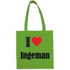 Reifen-Markt Tasche I Love Ingeman Größe 38x42 Farbe Grün Druck