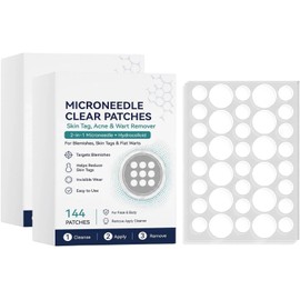 Parche hidrocoloide y microdardos 2 en 1, parches transparentes (2PCS) Pegatinas hidrocoloides 2 en 1 para manchas faciales, cuidado suave de la piel para toda la piel, hombres y mujeres
