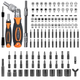 Ratcheting Screwdriver Set, 68 in 1 Multifunctional Socket Set & Magnetic Screwdriver Bit Sets with Rotatable Ratchet Handles and Extensions Bar for Computer Bike Car Electronics Maintenance, Orange
