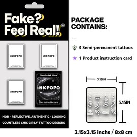 INKPOPO 3 Sheets Semi-Permanent Tattoos for Adults | 7-15 Days Longwear | Waterproof & Realistic Finish | Adult Art Temporary Tattoos | Finger Tattoo Series 126