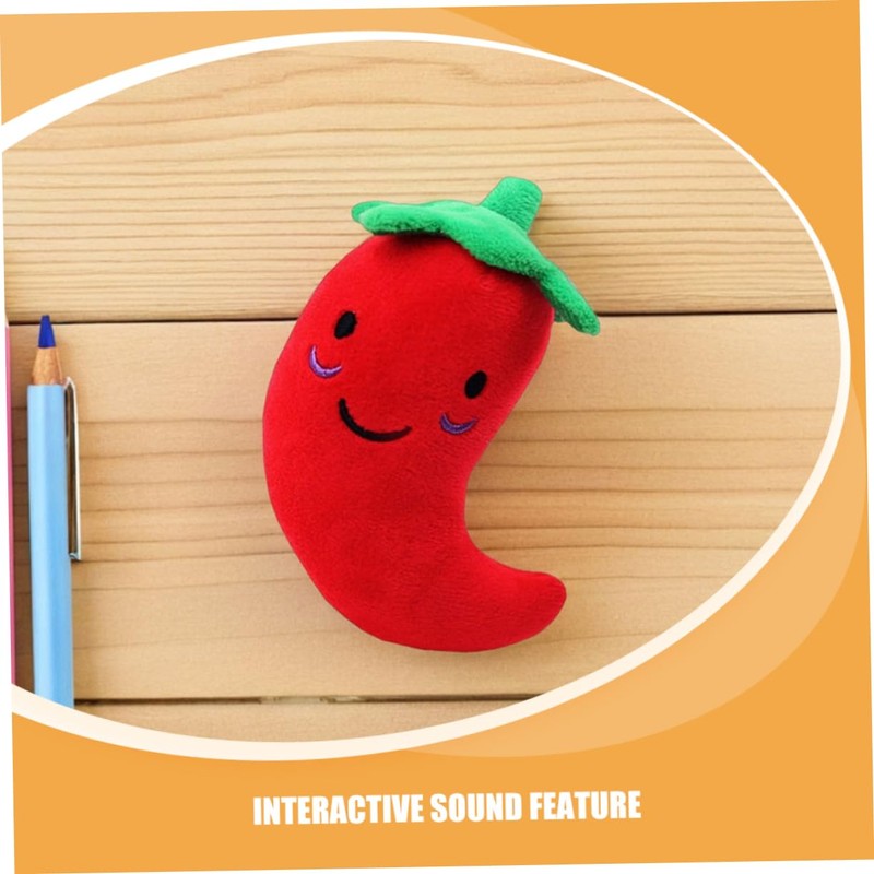 VILLFUL 5pcs Interactive Squeaky Dog Durable Plush Chili Pepper Shape