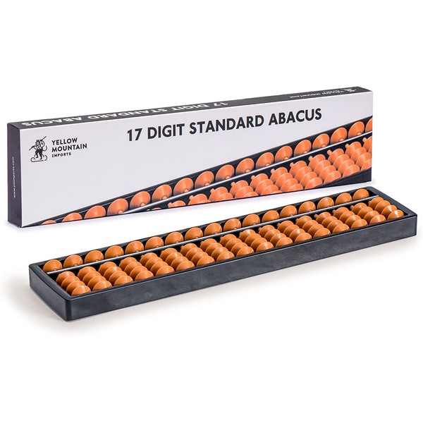 Yellow Mountain Imports Digit Standard Abacus - 10.5 Inches - Professional 17 Column Soroban Calculator (Functional and Educational Learning Tool)